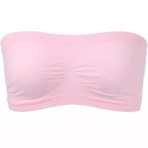 PINK Tube Bra Bralette Top Light Mesh Back XS-M Seamless Pastel